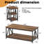 Ensemble de 17 tables basses de salon de 3 étages, table basse de conception triangulaire industrielle et 2 tables de bout, ensemble de 3 tables de salon avec grand rangement pour appartement (bois brun)