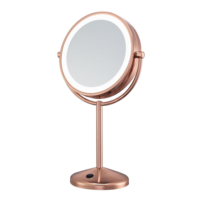McNairy Lighted Magnifying Makeup Mirror, 15.75" x 8.5", Rose Gold