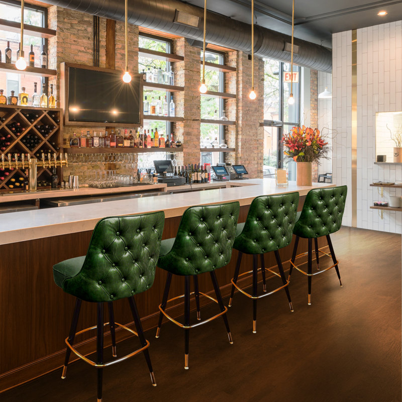 Tabouret de bar pivotant capitonné, Vert