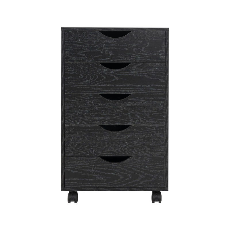 5-Drawer Storage Cabinet with Wheels for Home Office Organization, Under Desk Filing Cabinet for Files, Stationery & Accessories – Mobile Cabinet for Bedroom, Living Room or Study