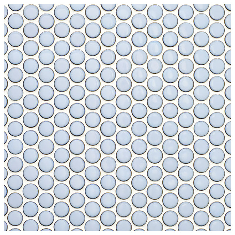 Ceramic Penny Round Mosaic Wall & Floor Tile, Light Blue
