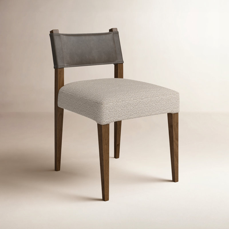 Lorretta Side Chair, Polyester/Leather Nubuck Charcoal, Brown