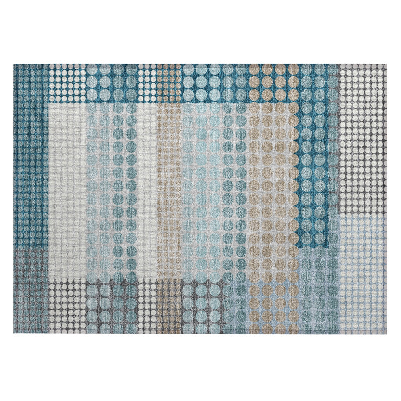 Machine Washable Indoor/Outdoor Chantille ACN2445 Geometric Rug, 1'8" x 2'6", Teal