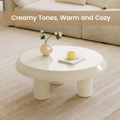 80CM Round Cream White Coffee Table