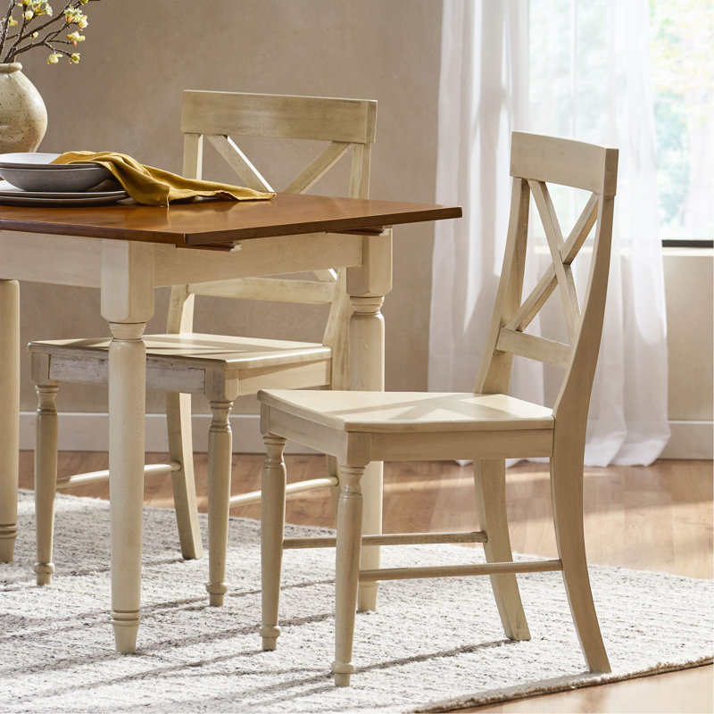 Ensemble de chaises de salle à manger en bois d'acacia, 2 pièces, Blanc antique