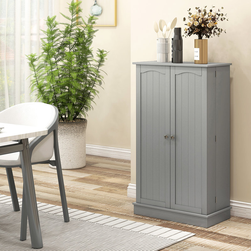 41" Storage Cabinet Kitchen Pantry, 12 Door Shelves, Double Doors, 5 Shelving, Adjustable, Paper Gray For Functional Space Shelf Unit, Adjustable Efficient Utilization