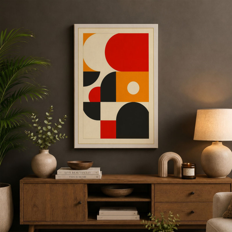 Constructivist Forms Geometric - Wrapped Canvas, 24x16 - 61.0 x 40.6 cm, Black Border