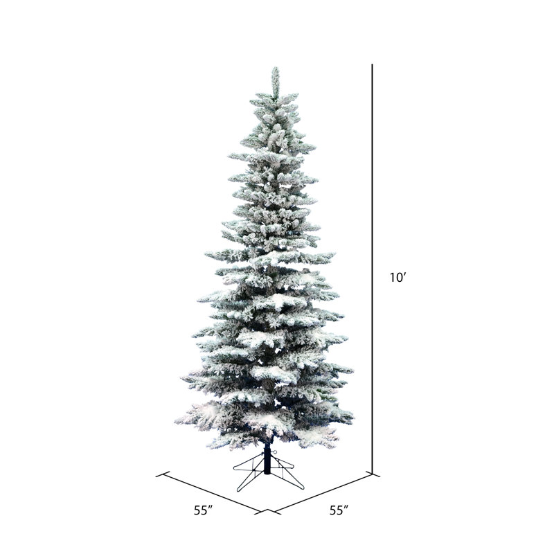 Utica Flocked Fir Slim Unlit Artificial Christmas Tree, 12' H