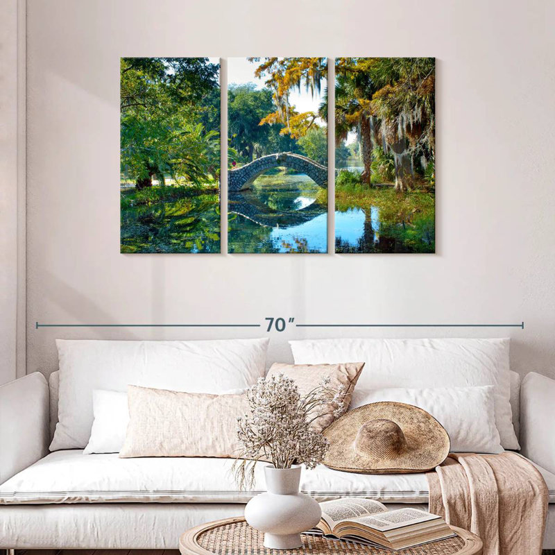 Lilie Bridge Over Pond, 28" H x 45" W
