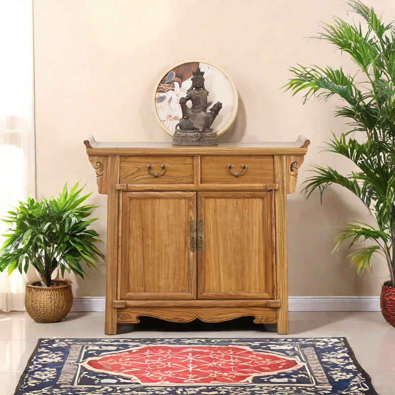 New Chinese Style Old Elm Wood Shoe Cabinet 10 Pair Shoe Storage Cabinet, Brown