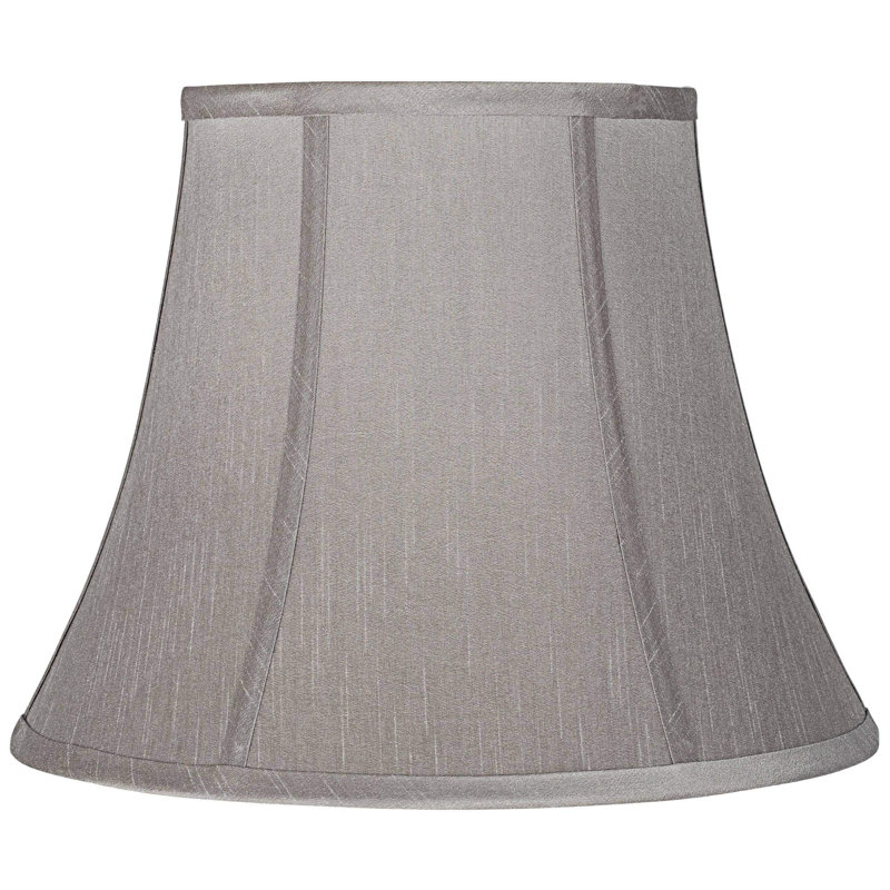 Pewter Medium Bell Lamp Shade 8" Top X 14" Bottom X 11" Slant X 10.5" High (Spider) Replacement With Harp And Finial - Springcrest