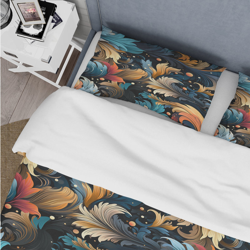 Artistic Whirls Paisley Pattern V Floral Duvet Cover, Twin Duvet Cover + 1 Standard Sham
