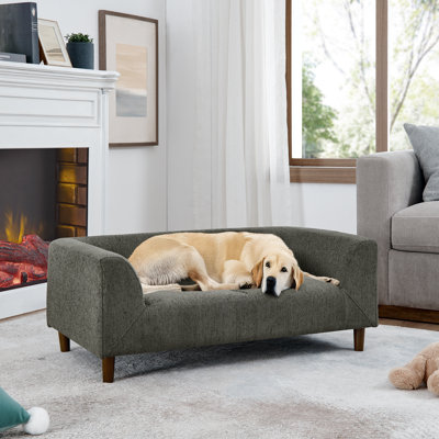 Canapé-lit pour chien doux et confortable avec dossier et accoudoirs