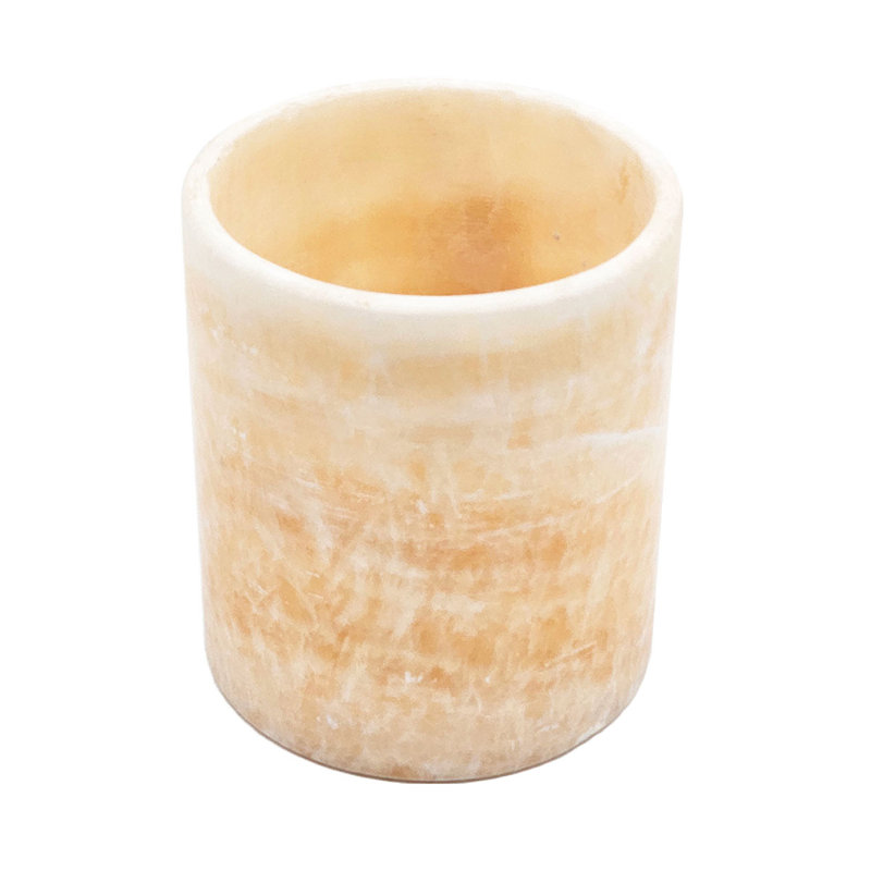 Ensemble de 4 tasses à bougie en marbre - jaune, 1