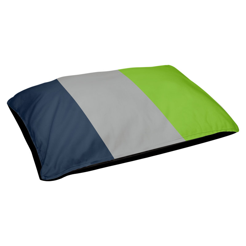 Oreiller rectangulaire New York, Moyen (L 18 po x l 28 po), Bleu minuit / gris clair de lune / vert aurore