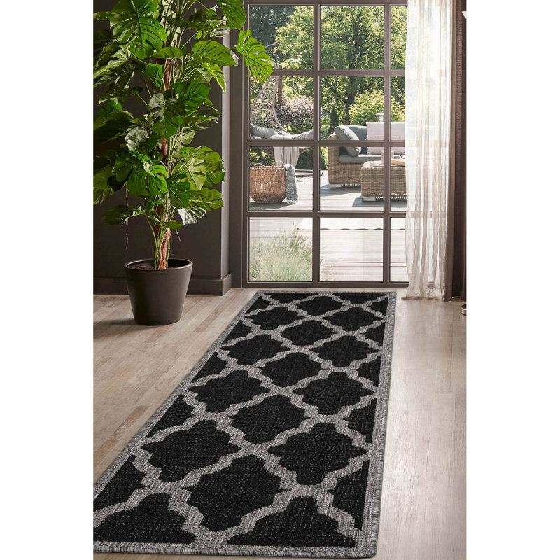 TRELLIS GREL FLATW BLACK 160/225cm, Rectangle 160 x 225 cm