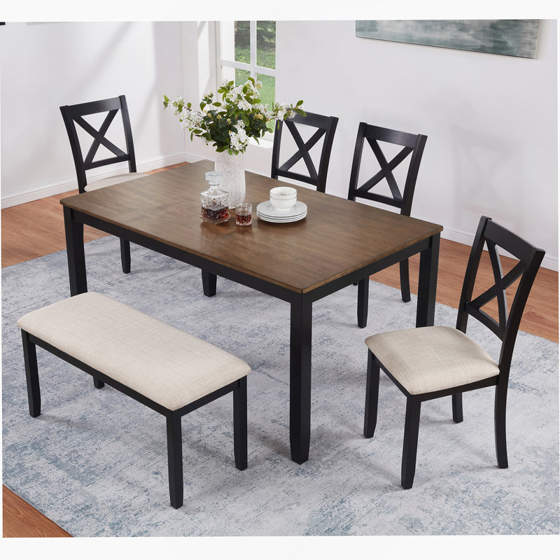 Ensemble de table de salle à manger 6 pièces avec banc pour la salle à manger et la cuisine