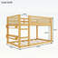 Lit superposé simple au-dessus d'un lit simple avec tablettes de rangement et garde-corps en rotin, sécuritaire et élégant pour les chambres d'enfants-133490570