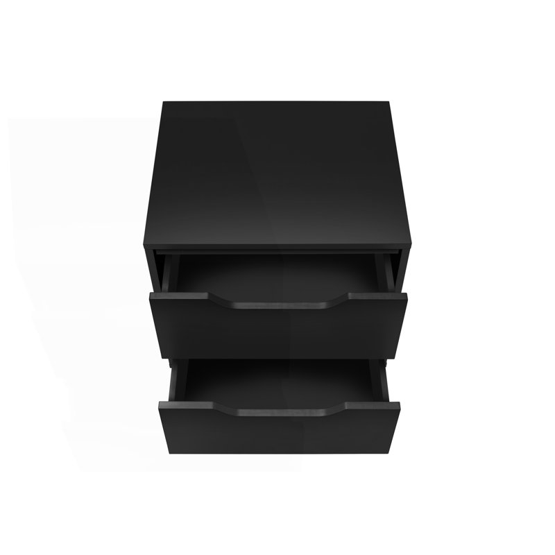 Table de chevet moderne avec 2 tiroirs de rangement, table d'appoint, Noir