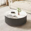 Table basse ronde moderne mobile avec roulettes, 2 tiroirs, plateau en marbre fritté à motif marbré-270143961