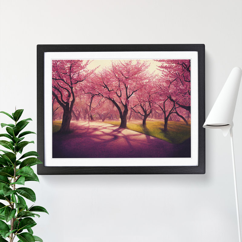 Breathtaking Cherry Blossom Trees - Single Picture Frame Print, Black Framed, 46cm H x 64cm W x 2cm D