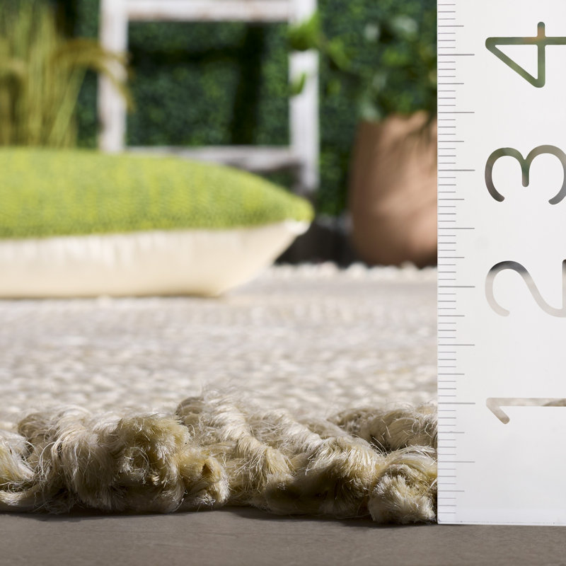 Padley Round Handwoven Jute Beige Area Rug, Oval 4' x 6'