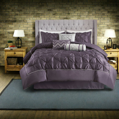 Luxurious Queen Bedding Sets, Polyester Tufted Design, Elegant Plum For Home