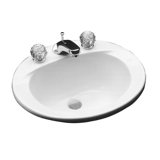 Commercial Vitreous China Oval Drop-In Bathroom Sink with Overflow