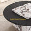 Table basse ronde en bois massif de 35,43 po avec plateau de table carré synthétique brillant