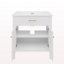 Meuble-lavabo 30 po avec lavabo, armoire de salle de bain avec portes à fermeture en douceur et tablette réglable, conception à profil courbé, pieds en bois d'hévéa, blanc-1437086150