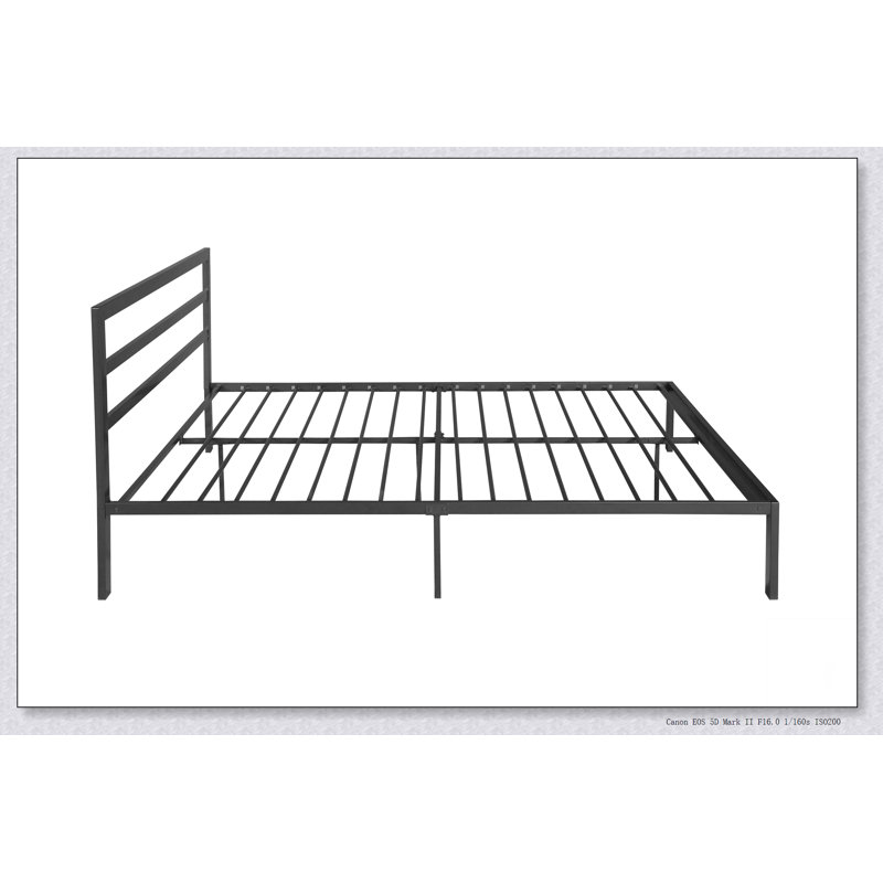Metal Bed Frame With Headboard, Charcoal Grey