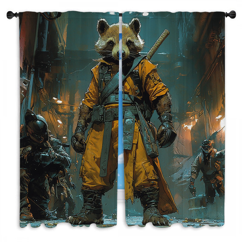 Rideaux de fenêtre en raton laveur avec rideaux Steampunk - 2 panneaux, L 20 po x L 82 po