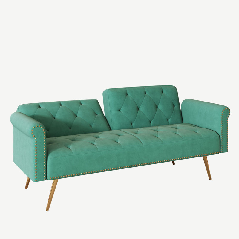 Canapé-lit 69,6 po, Velours vert