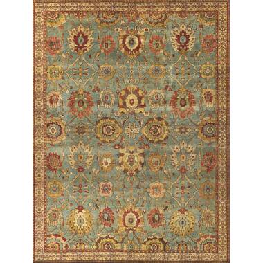 2x3 Iight Green and Ivory Hand Knotted Oriental Oushak Wool Area Rug, –