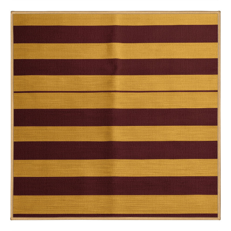 Machine Washable Horizontal Stripes Brown Area Rug, Square 6'