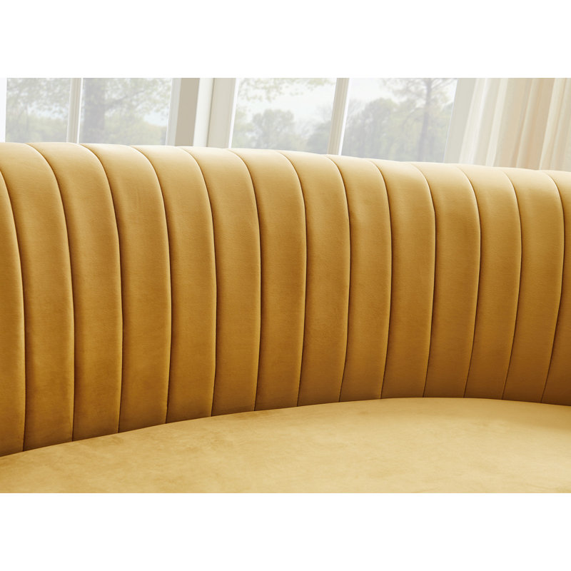 Canapé en velours 140,94 po Brendle, Velours doré