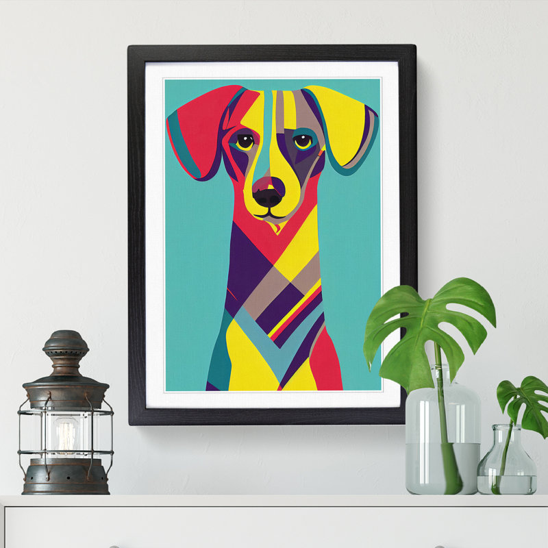 Lingwood Dachshund Pop Art Vol - Picture Frame Print, Black, 34cm H x 25cm W x 2cm D