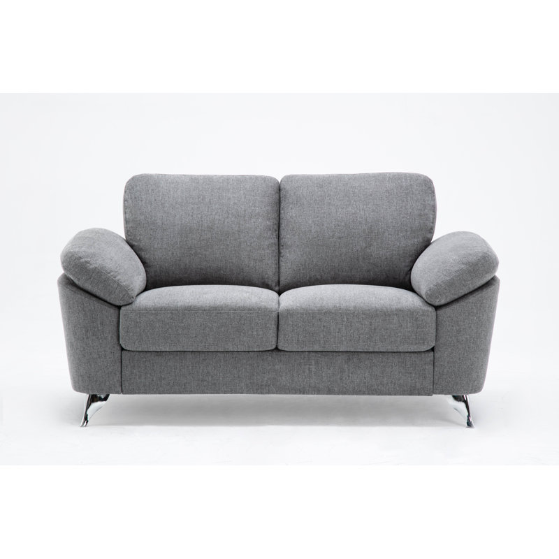 Causeuse de 64 po avec accoudoirs coussinés, Polyester gris foncé