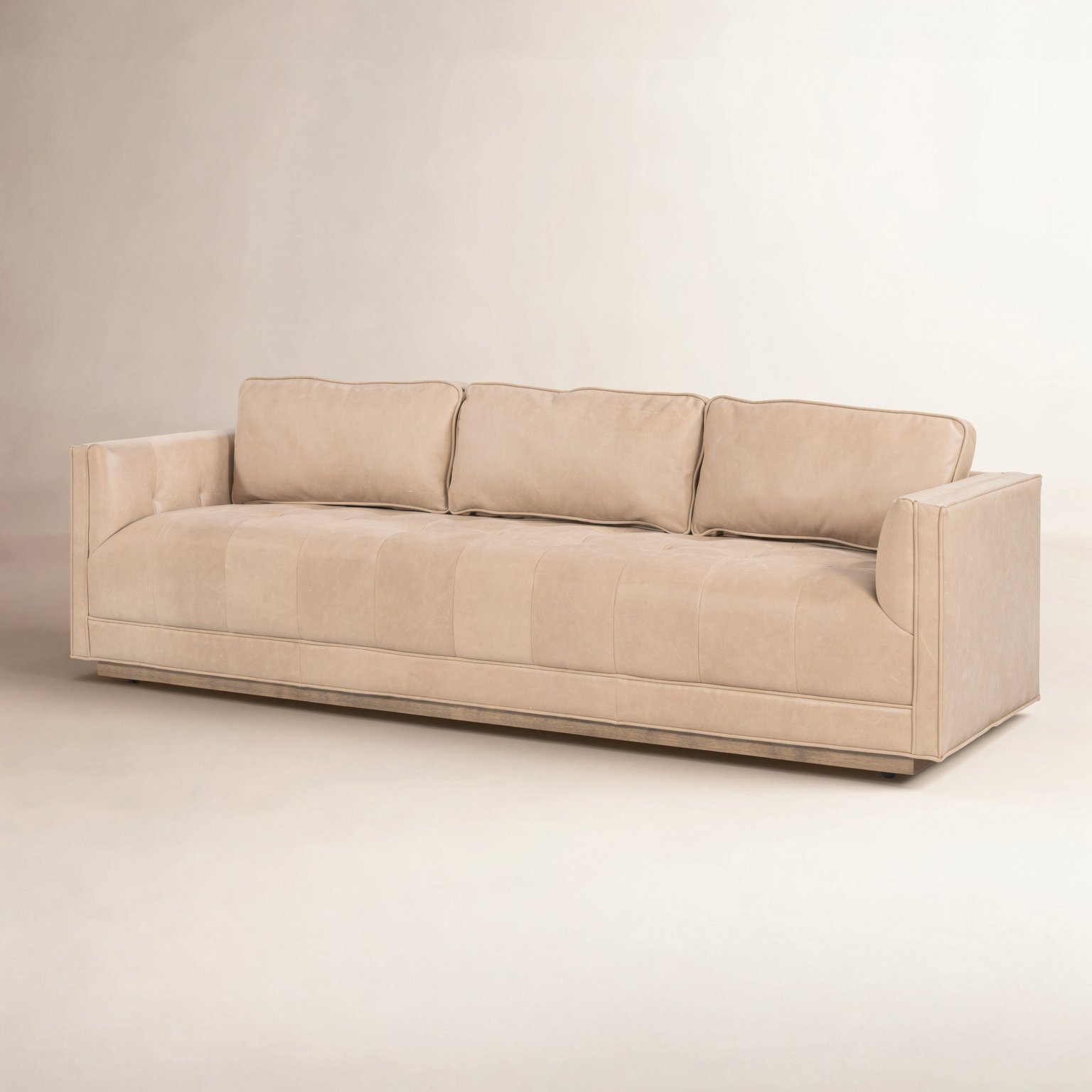 Calabrese 90'' Upholstered Sofa, Palermo Nude Top Grain Leather