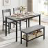 Ensemble de table de salle à manger pour 4 personnes, table de cuisine moderne avec 2 chaises et banc pour 4 personnes, Gris