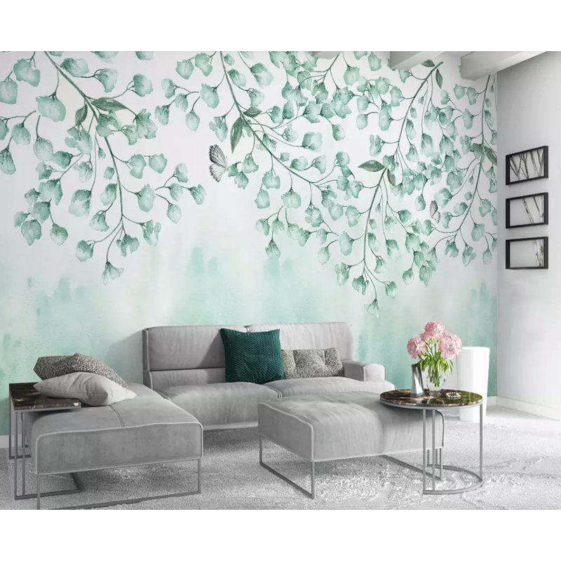 Murale nordique à peindre scandinave L 6,25 pi x l 112 po Nordic Floral, L 2,92 pi x l 4,58 pi