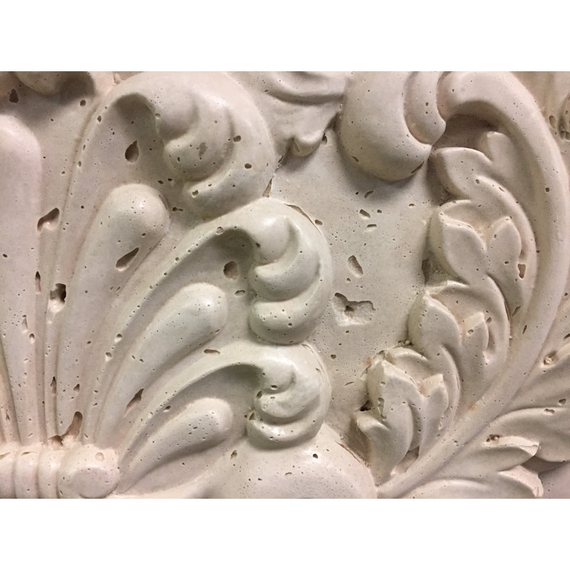 Distressed Ivory Sand Cast Stone Fireplace Mantel with Hearth