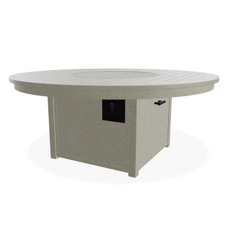 Table de feu 54 po ronde en polymère de qualité marine avec tablette au propane, Tempête