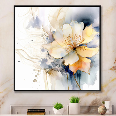 «Blooms Blue and Beige Harmonious», reproduction d'art sur toile florale_105658