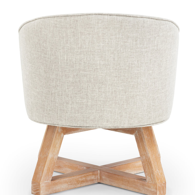 Chaise grise 360 ° avec pieds en bois massif et support en tissu, Gris clair