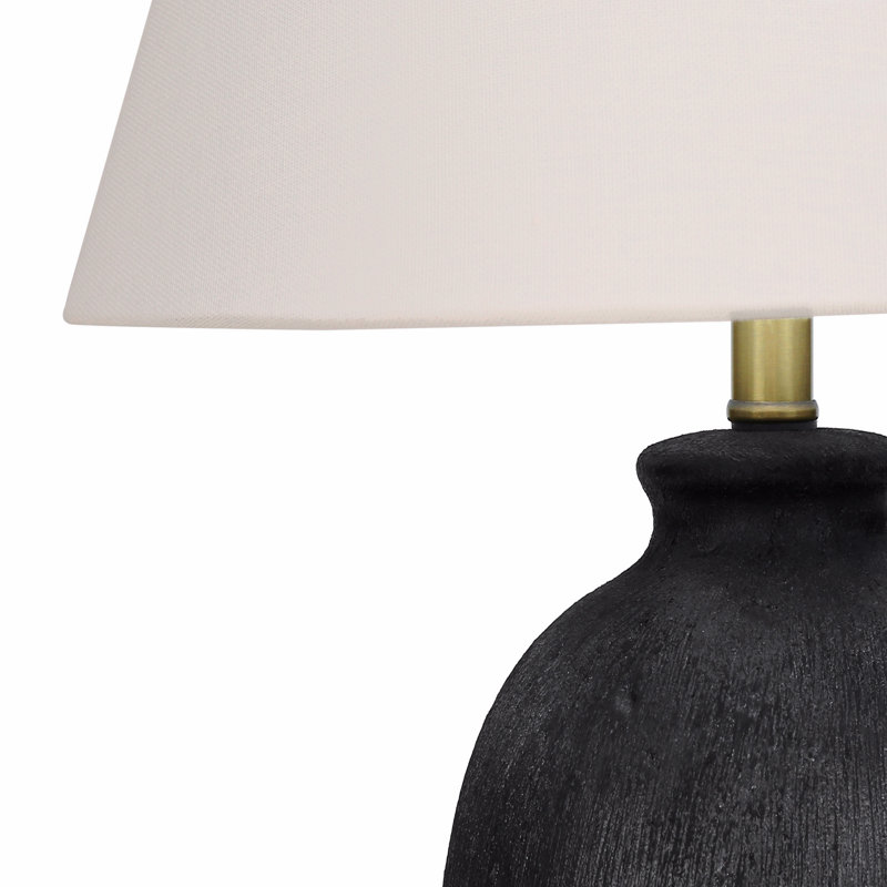 Lighting, H 24 po, lampe de table, céramique noire, abat-jour ivoire / crème