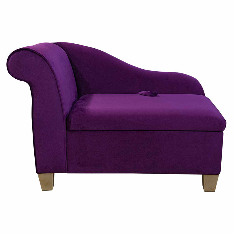Upholstered Chaise Lounge, Light Oak