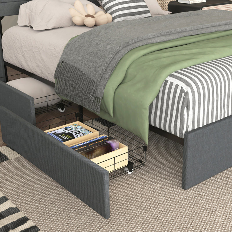 Bed Frame with 4 Storage Drawers, Queen