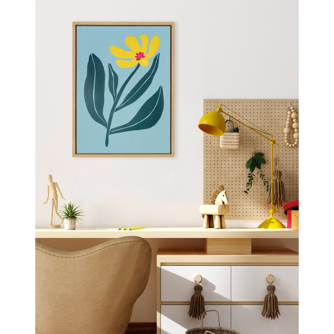 Yellow Flower by Emma Daisy Framed Canvas Wall Art Print Winston Porter 