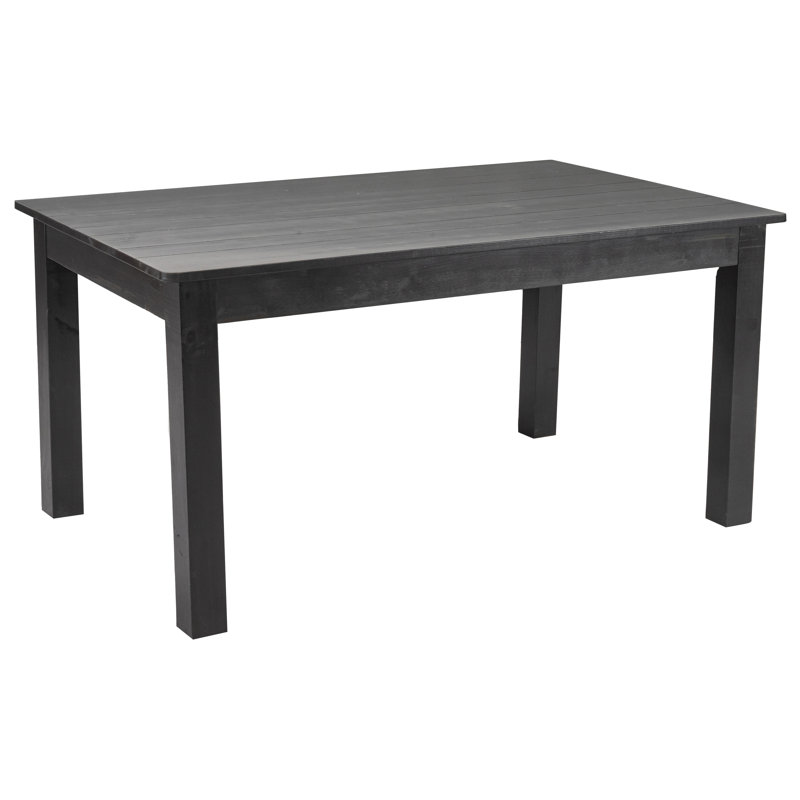 Dejon Rectangular Solid Pine Farmhouse Dining Table, Black Wash, 38"W x 60"L